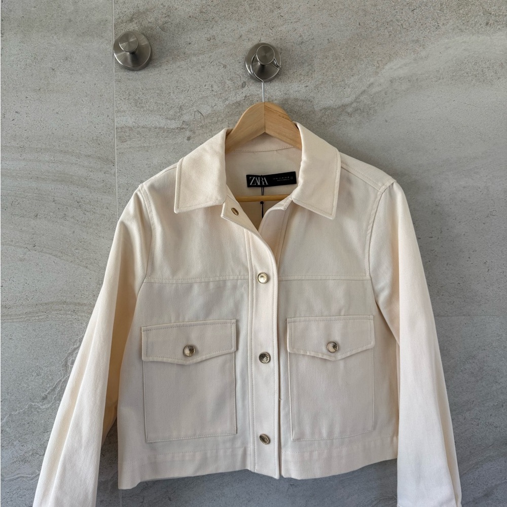 Zara Women's Cream Jean Jacket